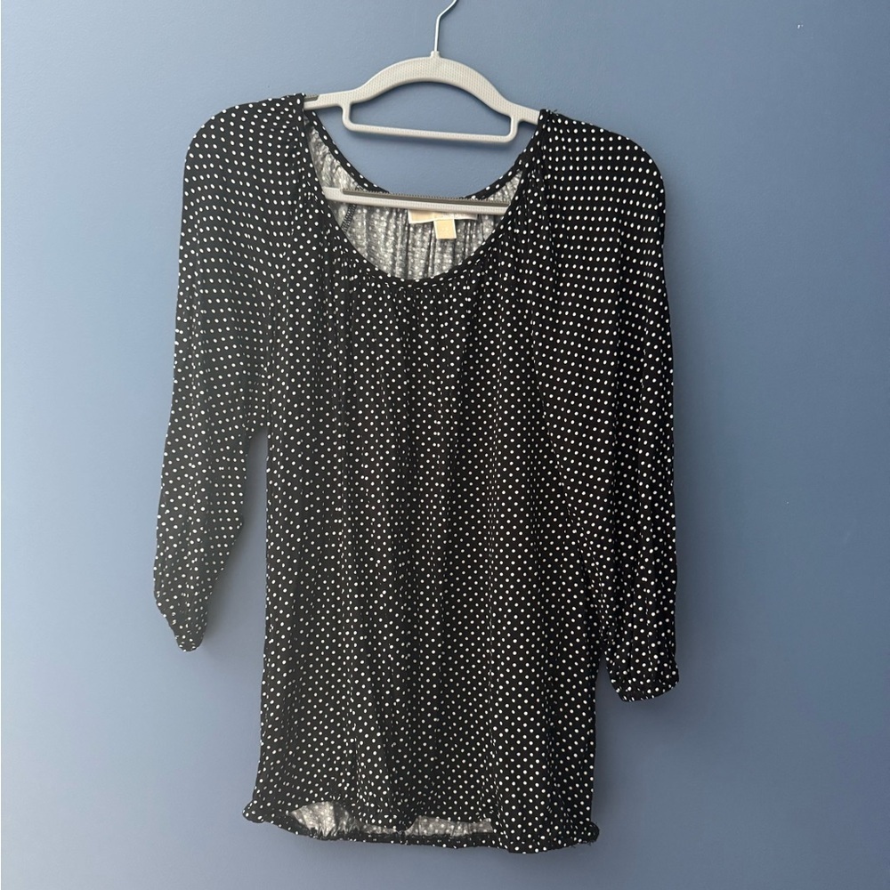 Michael Kors Black and White Polka Dot Blouse